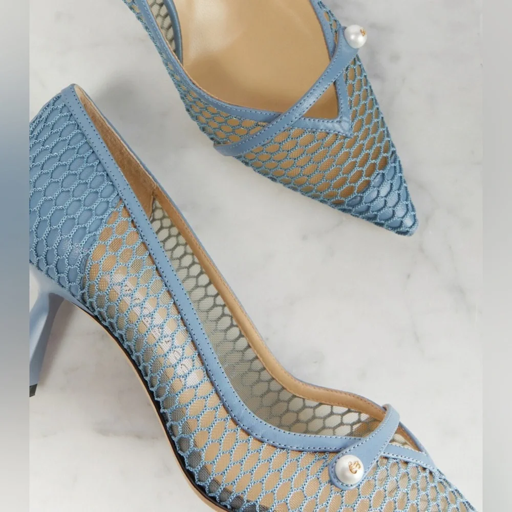 Jimmy Choo Rosalia 65 mesh and leather pumps